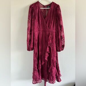 Lulu's Burgundy Long Sleeve Dress